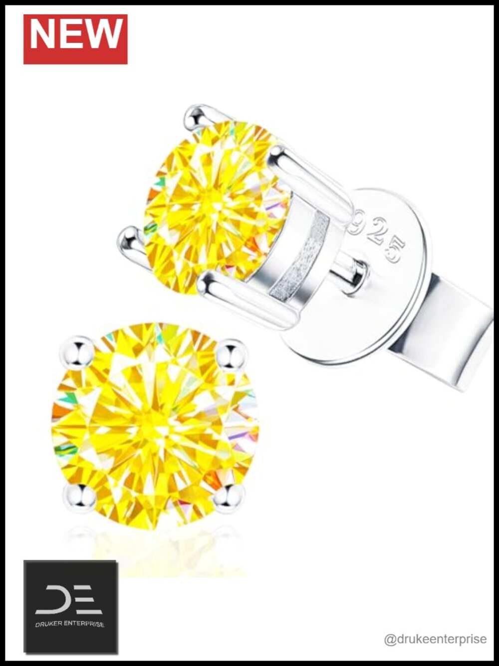 2ct Moissanite Stud Earrings D Color VVS1 S925 Sterling Silver 18k White Gold